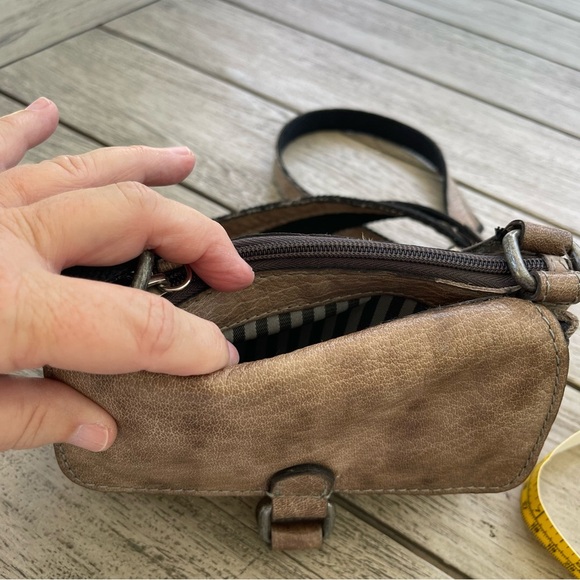 Jack Georges Voyager Distressed Brown Buffalo Leather Mini Crossbody Bag - Picture 8 of 9